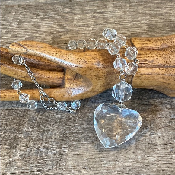 Vintage Elegant Lightweight Heart Pendant Necklace 12” SO SPARKLY 💫 - Picture 2 of 16